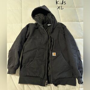 Kids XL Black carhartt coat. Only used once.